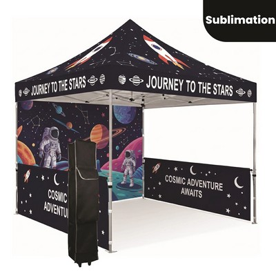 10' x 10' Custom Popup Canopy Tent with Back Wall & 2 Half Side Walls