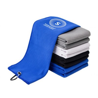 24x16" Microfiber Waffle Weave Golf Towel with Clip