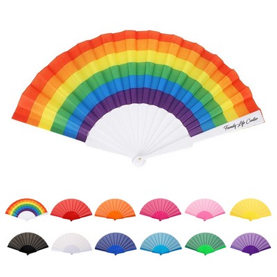 Folding Fabric Fan w/ Plastic Handle